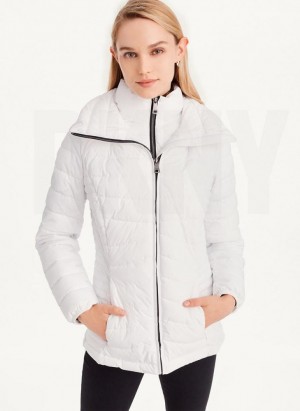 White DKNY Packable Women's Coats | USA-D1462