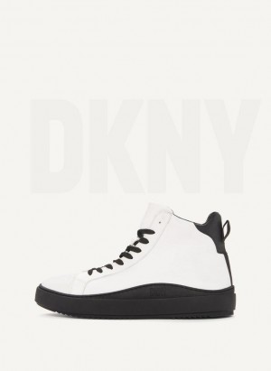 White DKNY Plain Hi Top Men's Boots | USA-D0934