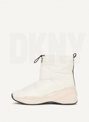 White DKNY Puffy Wedge Shoes Boots | USA-D1761