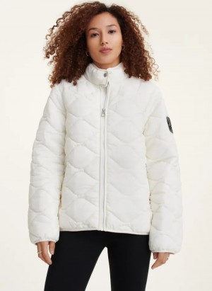 White DKNY Quilted Packable Women's Jackets | USA-D0662