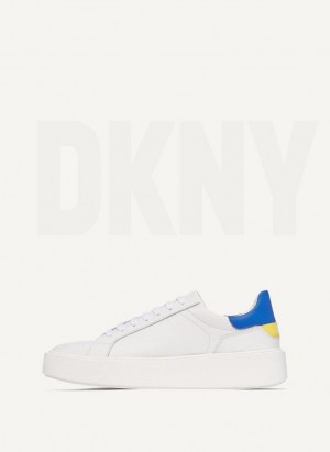 White DKNY Stacked Court Men's Sneakers | USA-D0474