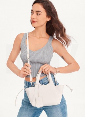 White DKNY The Mini Effortless Tote Bags Crossbody Bags | USA-D0433