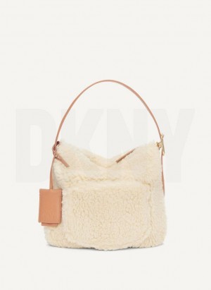 White DKNY The Optimist Small Sherpa Bags Tote Bags | USA-D1615