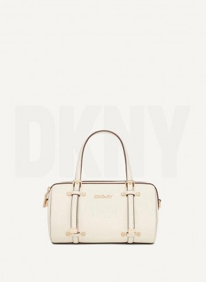 White / Gold DKNY Bo Mini Duffle Bags Crossbody Bags | USA-D1589
