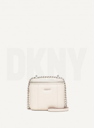 White / Silver DKNY Seva Mini Box Bags Crossbody Bags | USA-D1421