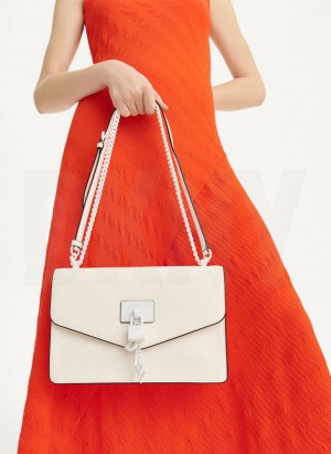 White / White DKNY Elissa Large Flap Bags Shoulder Bags | USA-D1969
