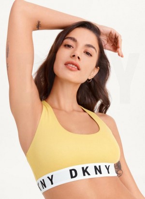 Yellow DKNY Cozy Boyfriend Racerback Women's Bras | USA-D1287