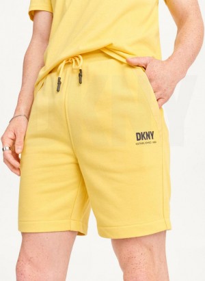 Yellow DKNY French Terry Men's Shorts | USA-D1869