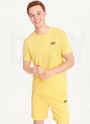 Yellow DKNY Left Chest Men's T Shirts | USA-D1700