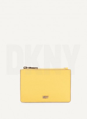 Yellow DKNY Sidney Key Card Case Bags Wallets | USA-D0183
