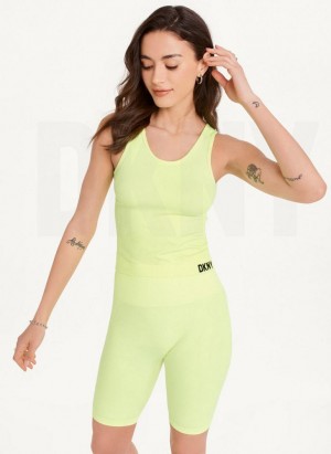 Yellow DKNY Twill Seamless Scoop Neck Women's Tank Tops | USA-D1735