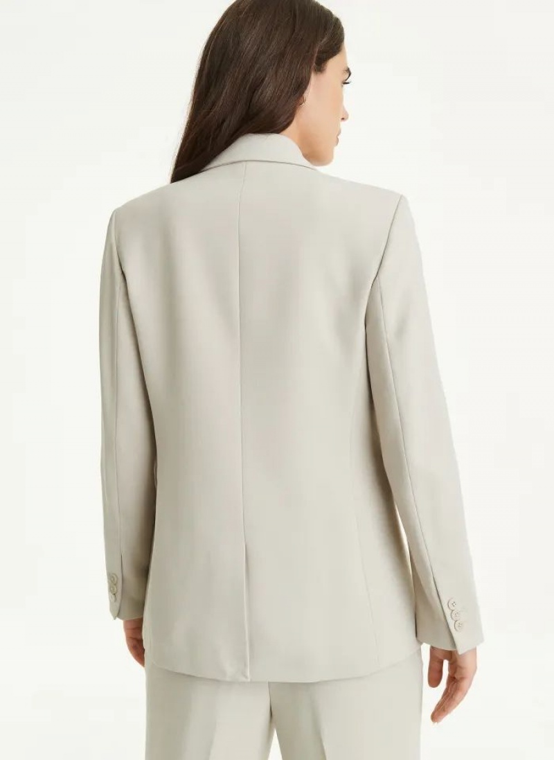 Beige DKNY Asymmetrical Button Women's Blazers | USA-D1269