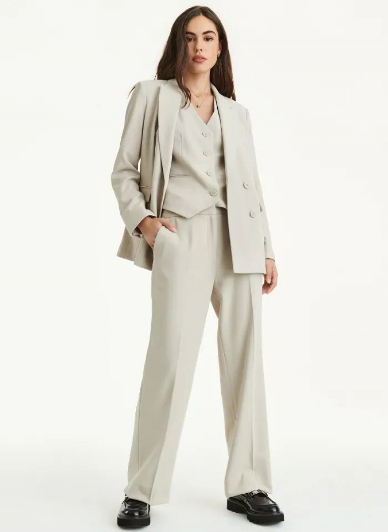 Beige DKNY Asymmetrical Button Women's Blazers | USA-D1269