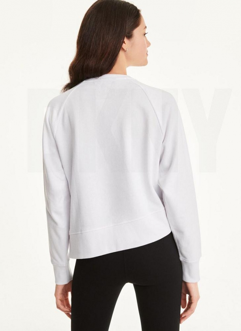 Beige DKNY Cotton Jersey Asymmetrical Women's Sweatshirts | USA-D0294