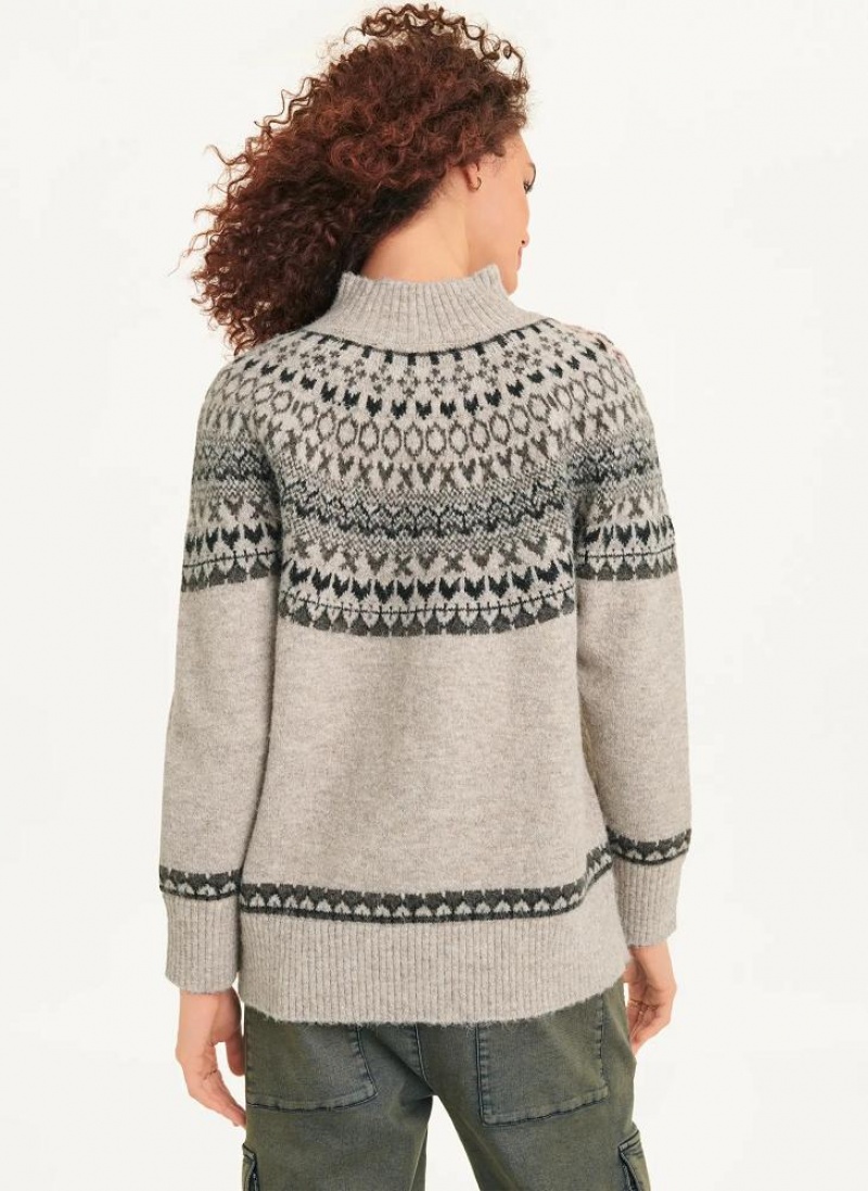 Beige DKNY Fair Isle Women's Sweaters | USA-D1046