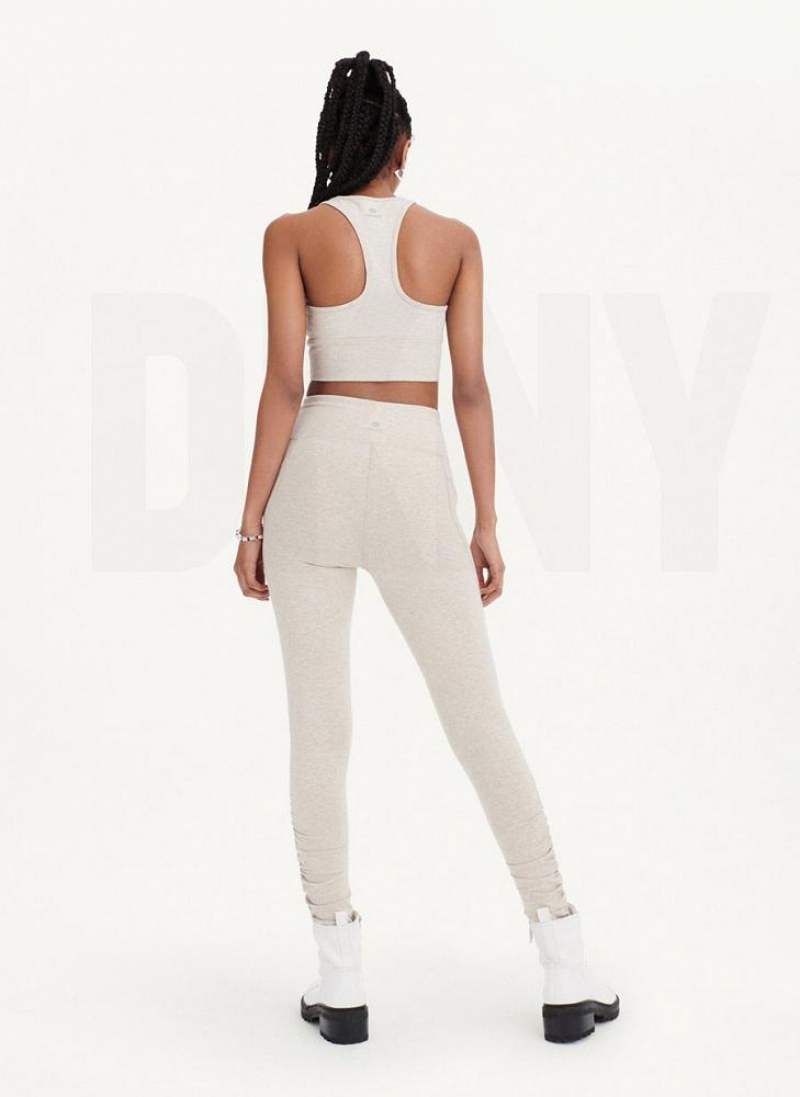 Beige DKNY High Waist With Ruched Details Women's Leggings | USA-D0669