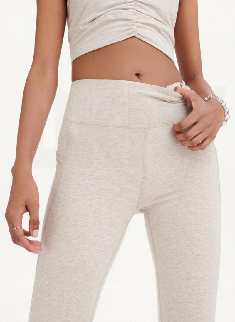 Beige DKNY High Waist With Ruched Details Women's Leggings | USA-D0669