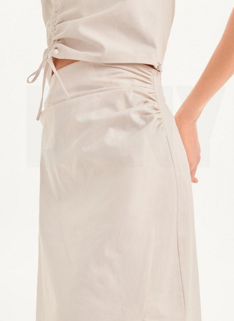 Beige DKNY Long with Slit Women's Skirts | USA-D0692