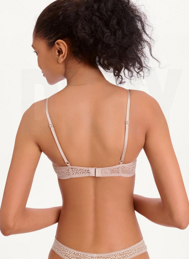 Beige DKNY Modern Lace Demi Women's Bras | USA-D0560