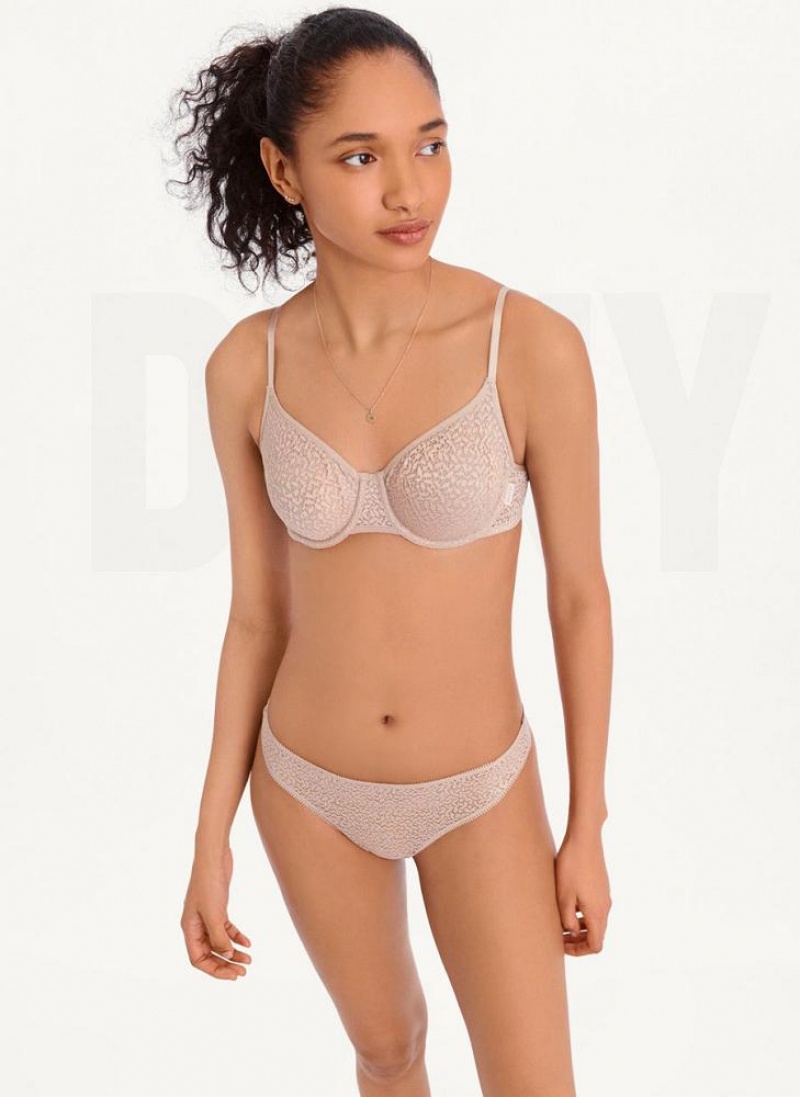 Beige DKNY Modern Lace Demi Women\'s Bras | USA-D0560