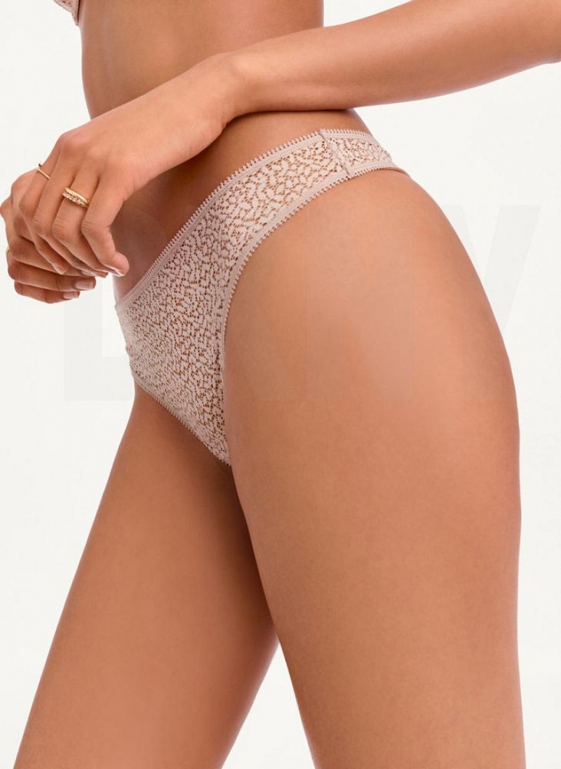 Beige DKNY Modern Lace Women's Thong | USA-D1941