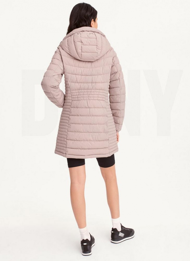 Beige DKNY Packable Vestie Walker Women's Coats | USA-D0328
