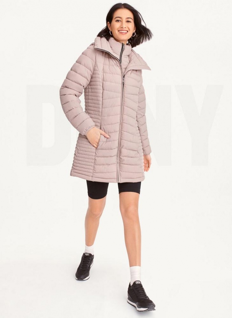 Beige DKNY Packable Vestie Walker Women's Coats | USA-D0328