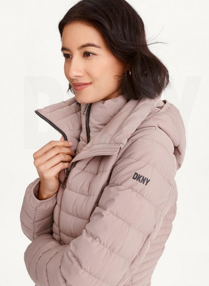 Beige DKNY Packable Vestie Walker Women's Coats | USA-D0328