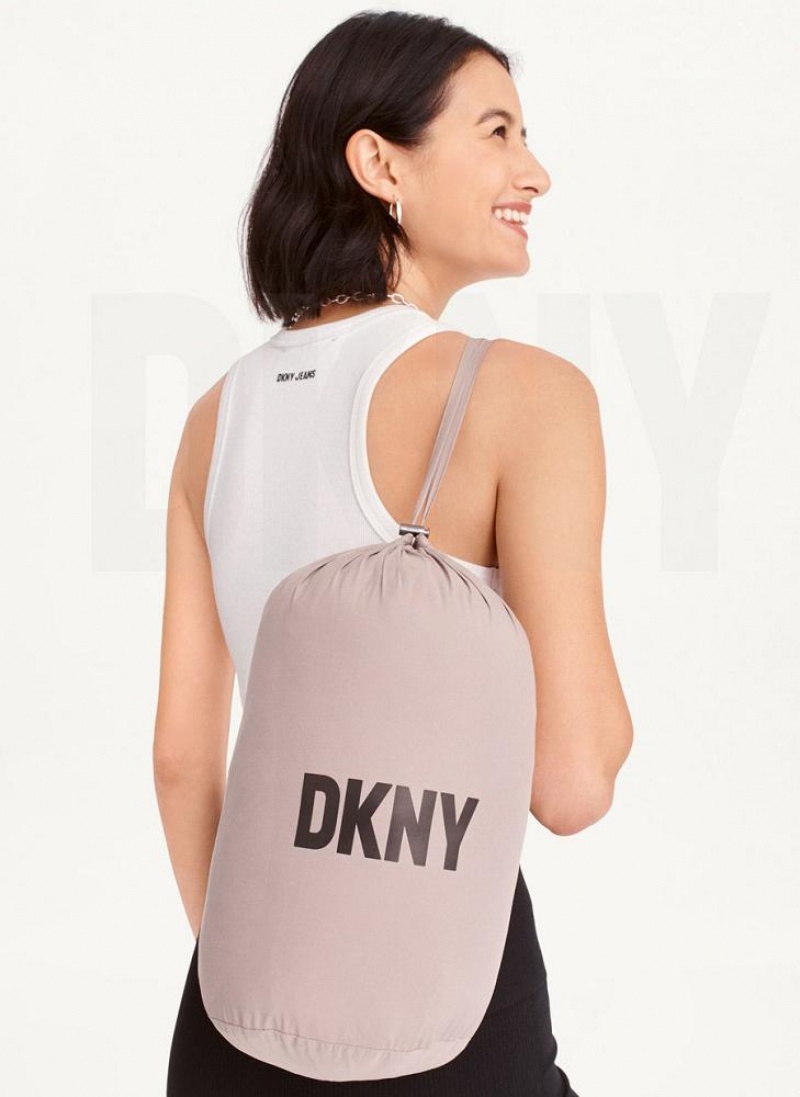 Beige DKNY Packable Vestie Walker Women's Coats | USA-D0328
