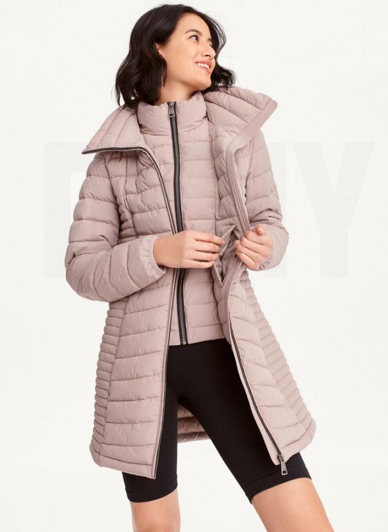 Beige DKNY Packable Vestie Walker Women\'s Coats | USA-D0328