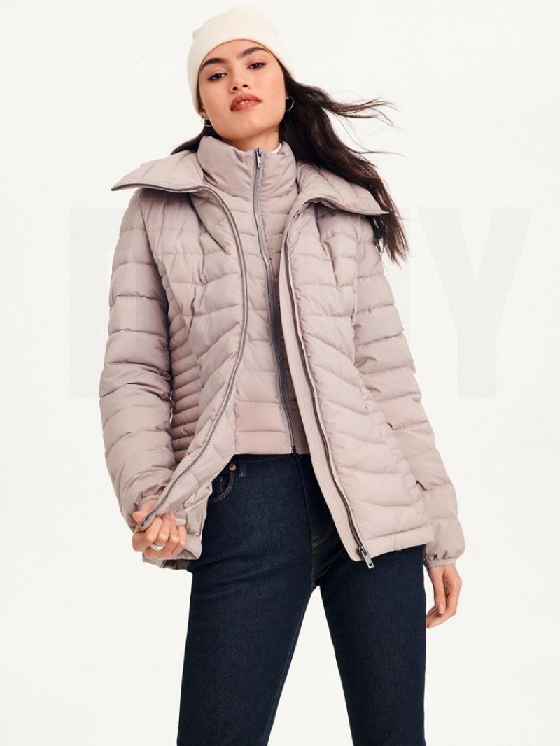 Beige DKNY Packable Women's Coats | USA-D0357