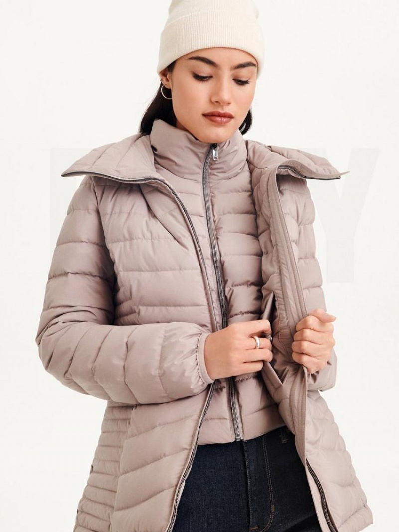 Beige DKNY Packable Women's Coats | USA-D0357