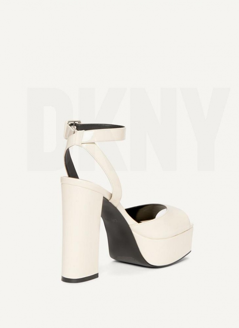 Beige DKNY Party Platform Shoes Heels | USA-D1694