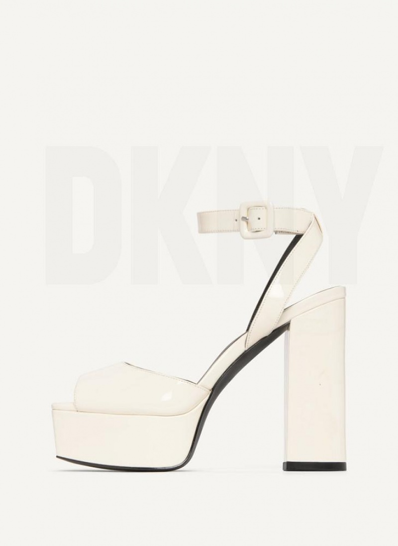 Beige DKNY Party Platform Shoes Heels | USA-D1694