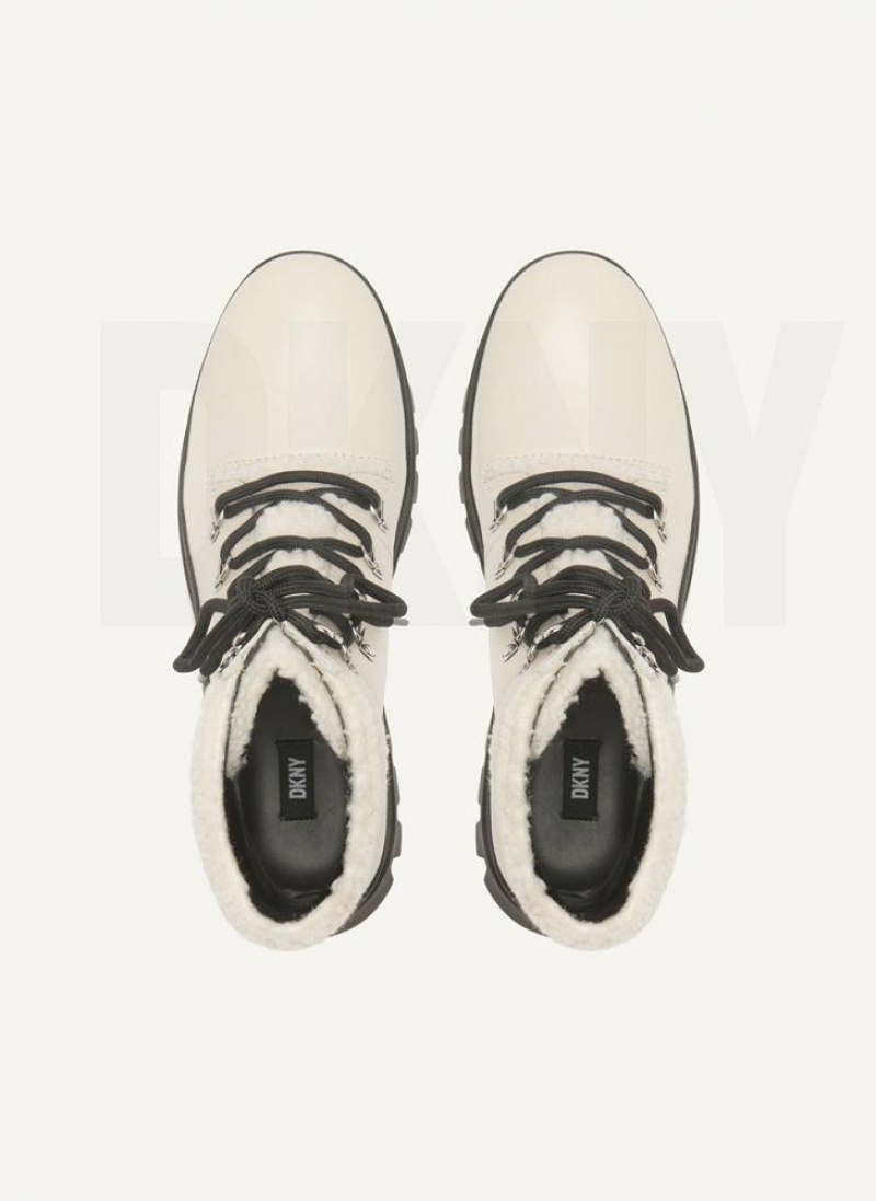 Beige DKNY Shearling Ski Shoes Boots | USA-D1314