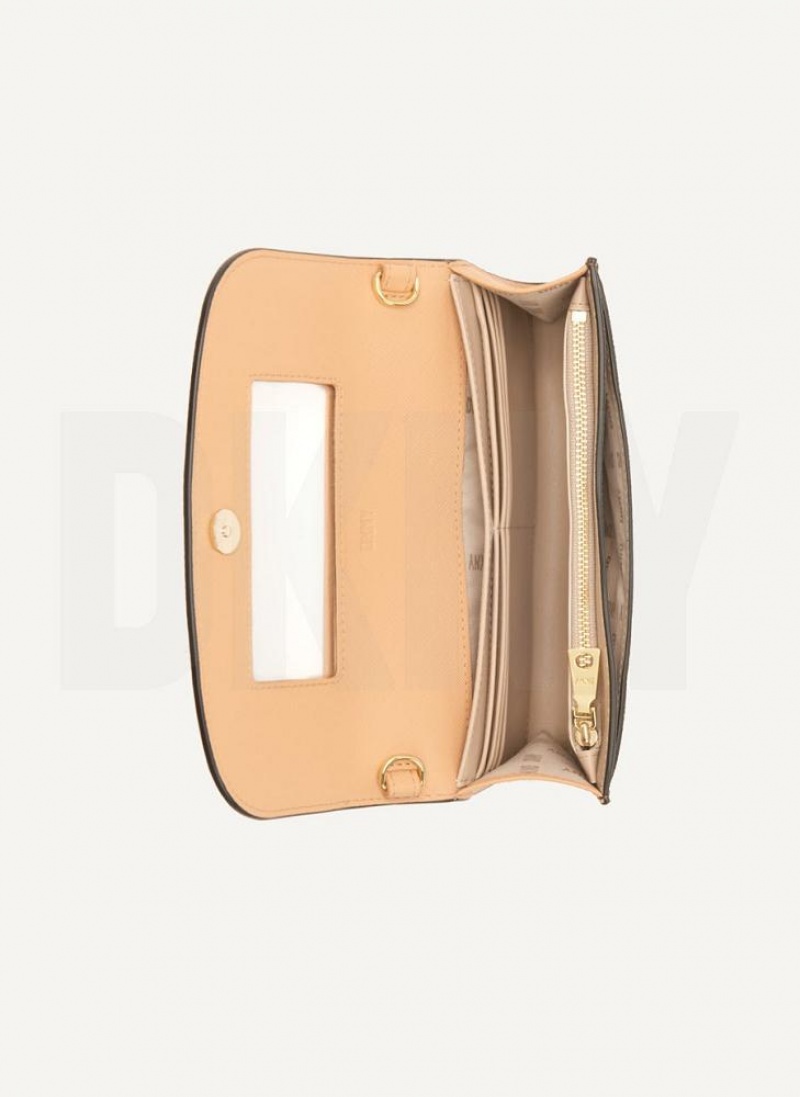 Beige DKNY Sidney Wallet On A Chain Bags Crossbody Bags | USA-D1284