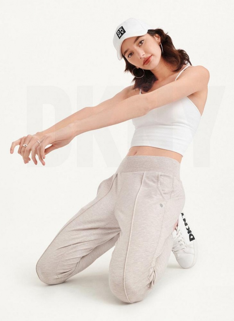 Beige DKNY Yoga Terry Pintuck Women's Joggers | USA-D0574