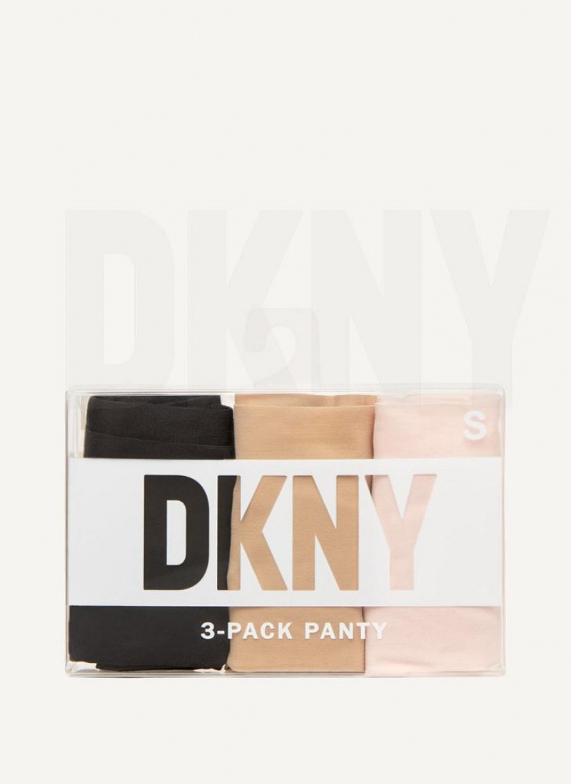 Beige Multicolor DKNY 3 Pack Hipster Women's Panties | USA-D0595