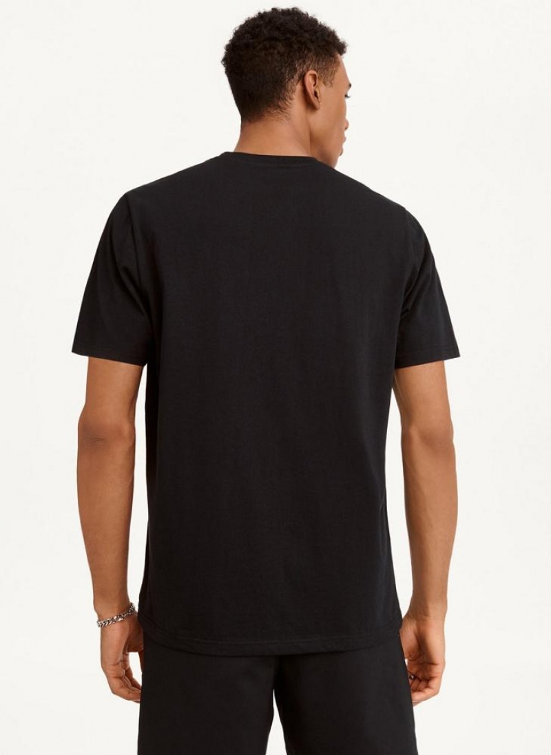 Black DKNY 3D Logo Men's T Shirts | USA-D1015