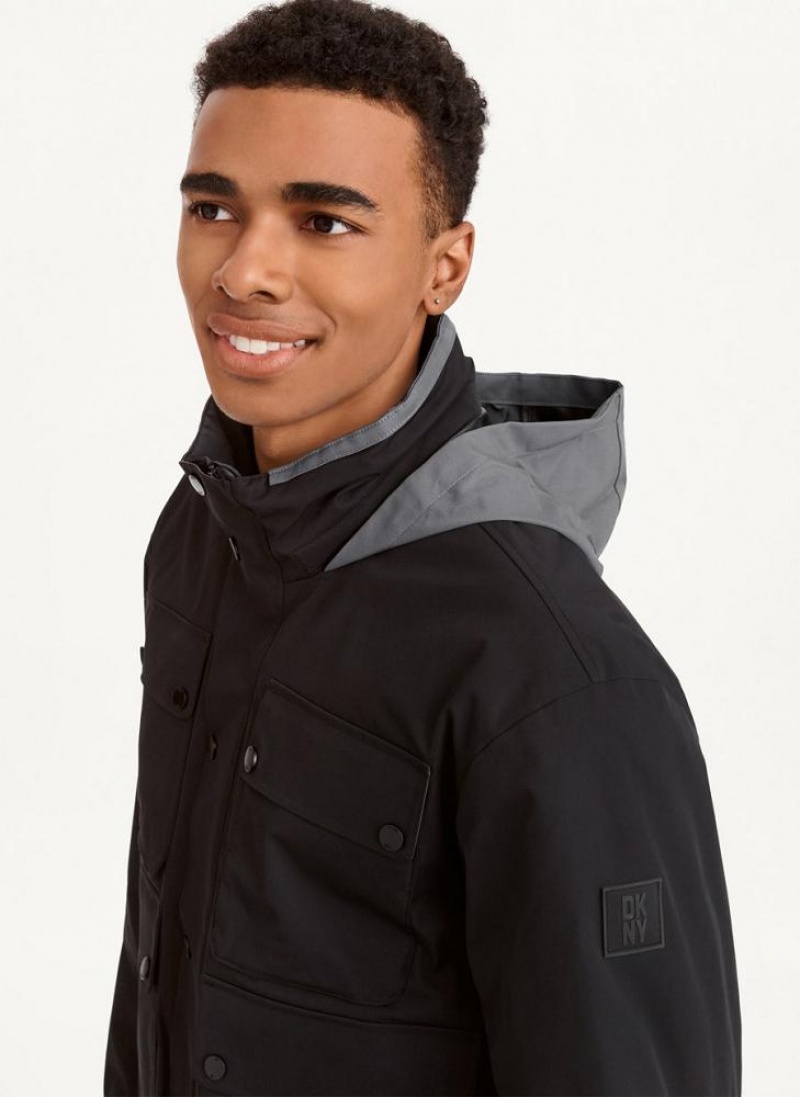 Black DKNY 4 Pocket Bomber Men's Jackets | USA-D0982