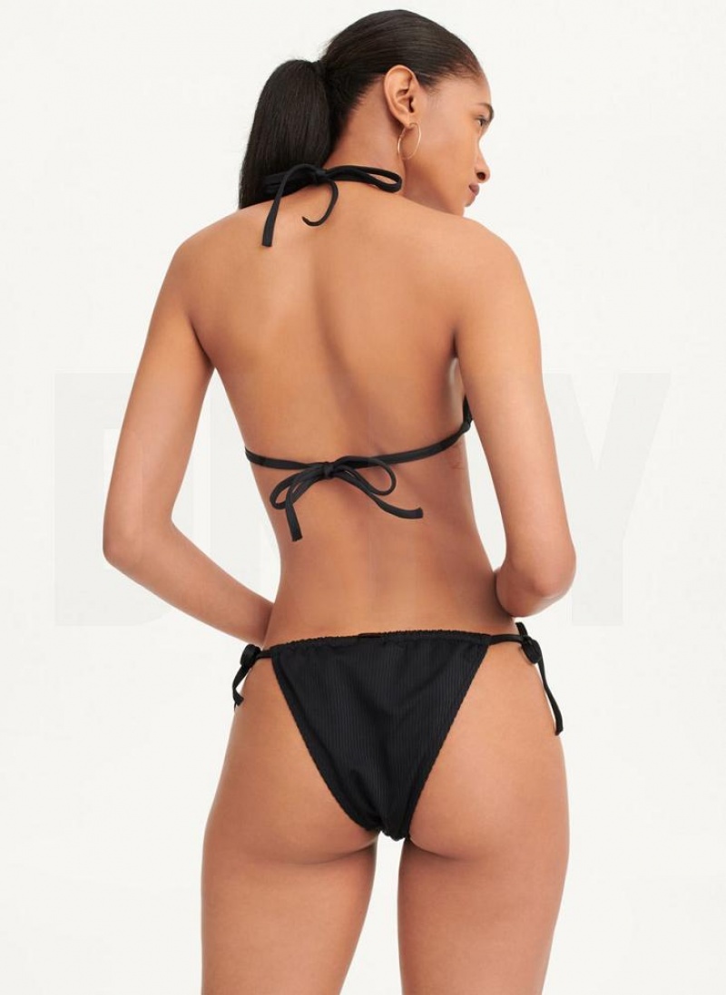 Black DKNY Adjustable Women's Bikini Bottom | USA-D1670