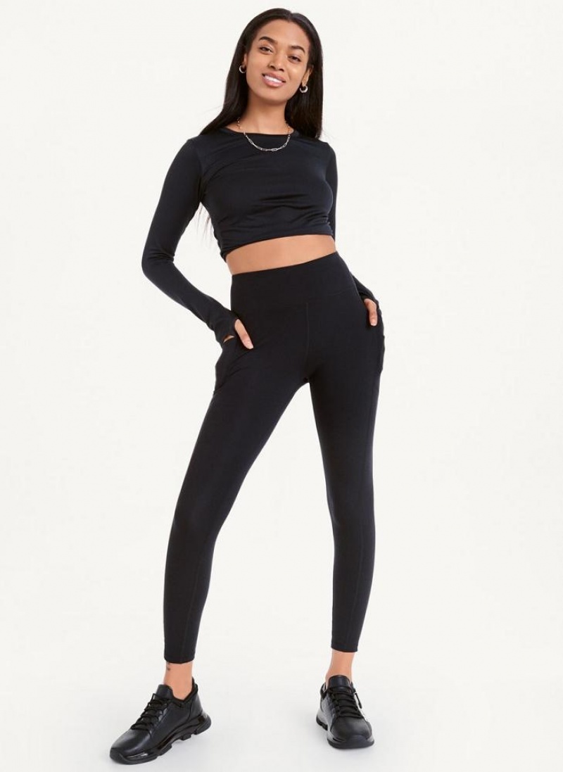 Black DKNY Balance High Waist Women's Leggings | USA-D1309