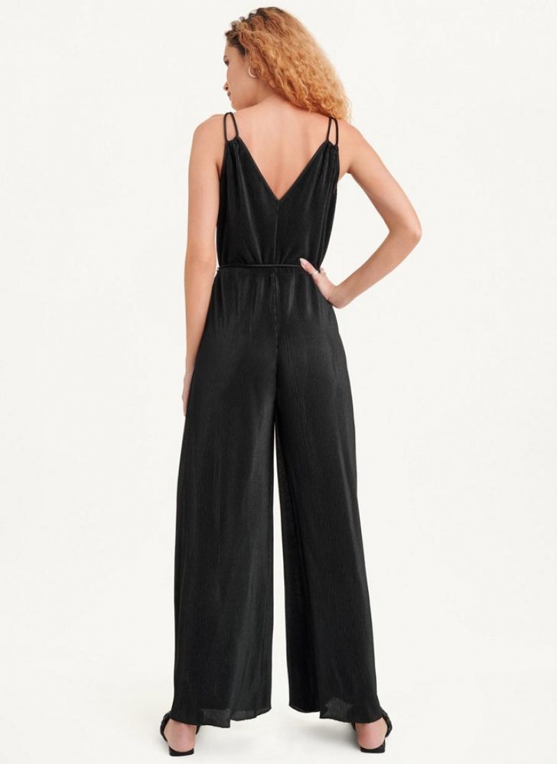 Black DKNY Belted All-In-One Women's Jumpsuits | USA-D1083