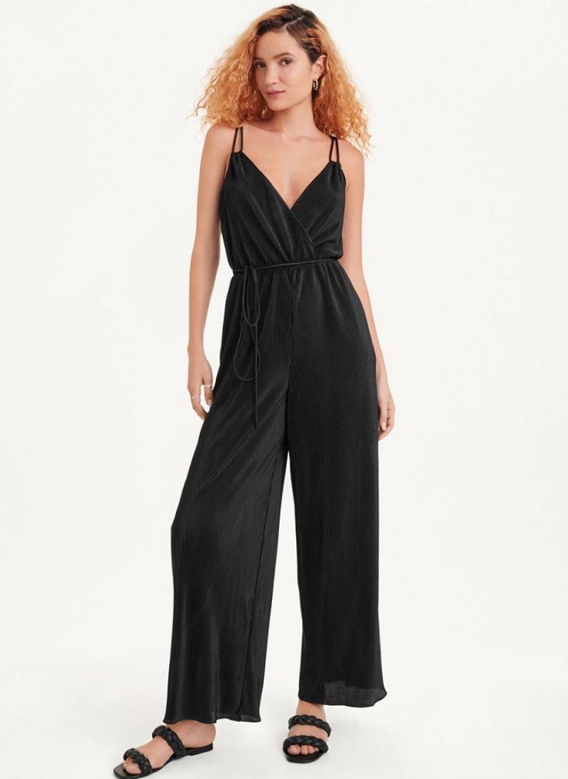 Black DKNY Belted All-In-One Women's Jumpsuits | USA-D1083