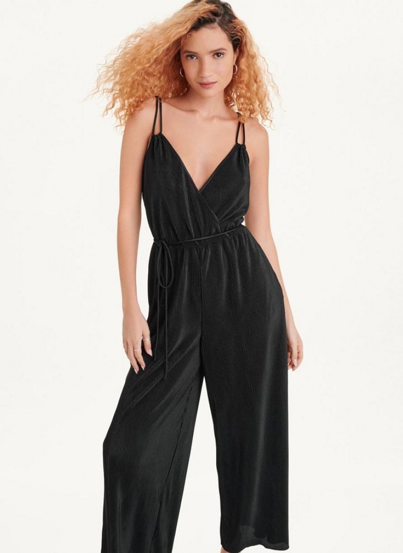 Black DKNY Belted All-In-One Women\'s Jumpsuits | USA-D1083