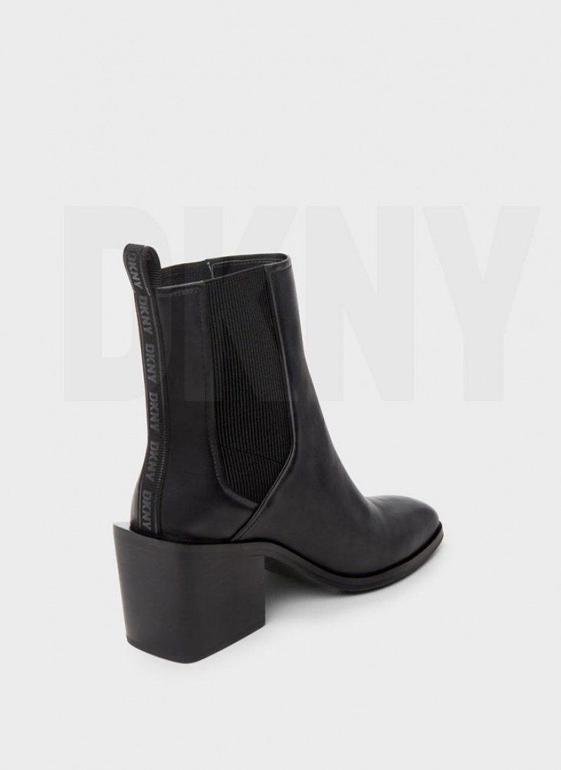 Black DKNY Block Heel Chelsea Shoes Boots | USA-D1469