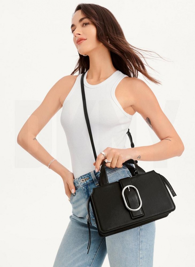 Black DKNY Buckle Bags Crossbody Bags | USA-D1062