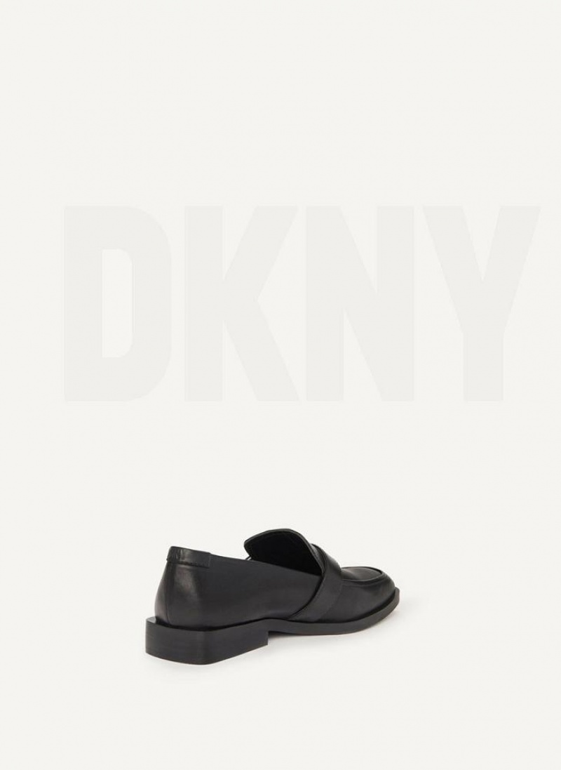 Black DKNY Buckle Shoes Loafers | USA-D1095