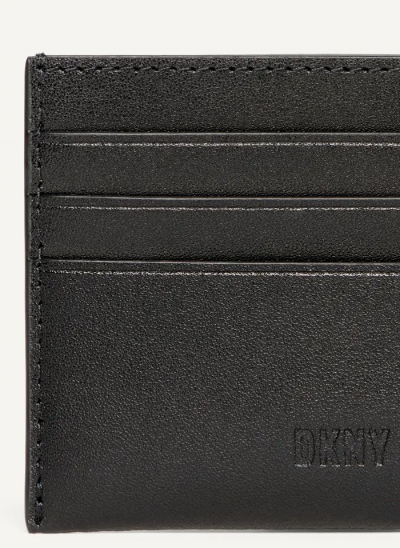 Black DKNY Card Case Men's Wallets | USA-D1111
