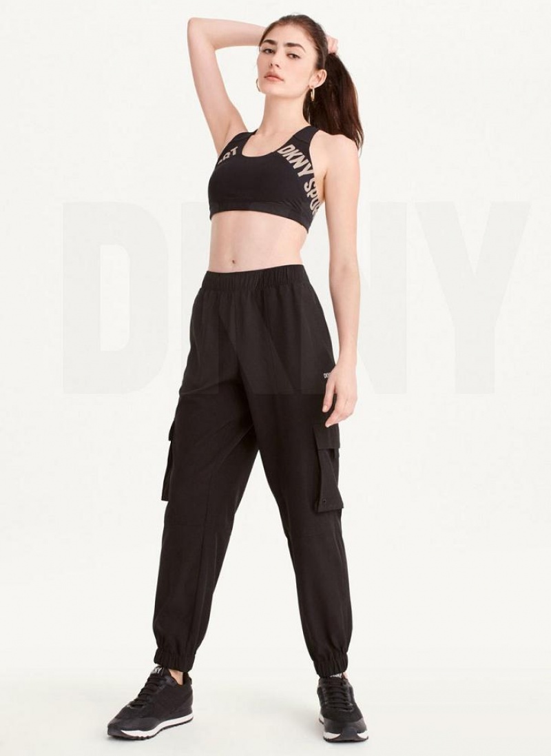 Black DKNY Cargo with Pockets Women's Joggers | USA-D1016